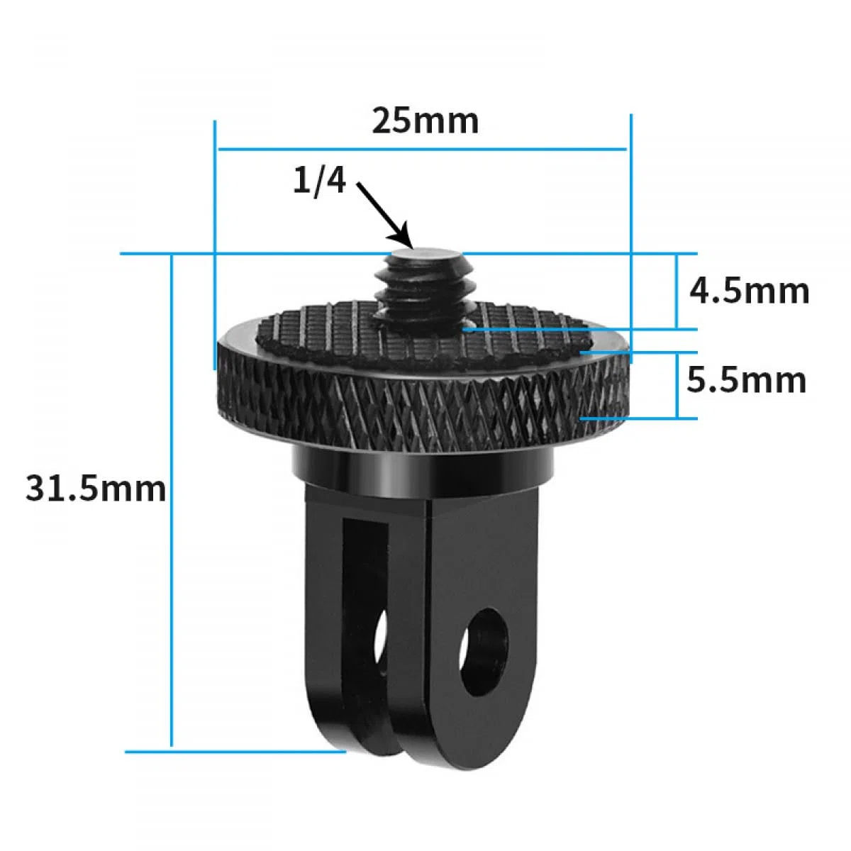 Mini Adaptador De Trípode para Cámaras De Acción, De Aleación De Aluminio De 1/4 Pulgadas De Montaje para Una Fijación Segura A Los Trípodes, Apto para Gopro Y Otras Cámaras De Acción