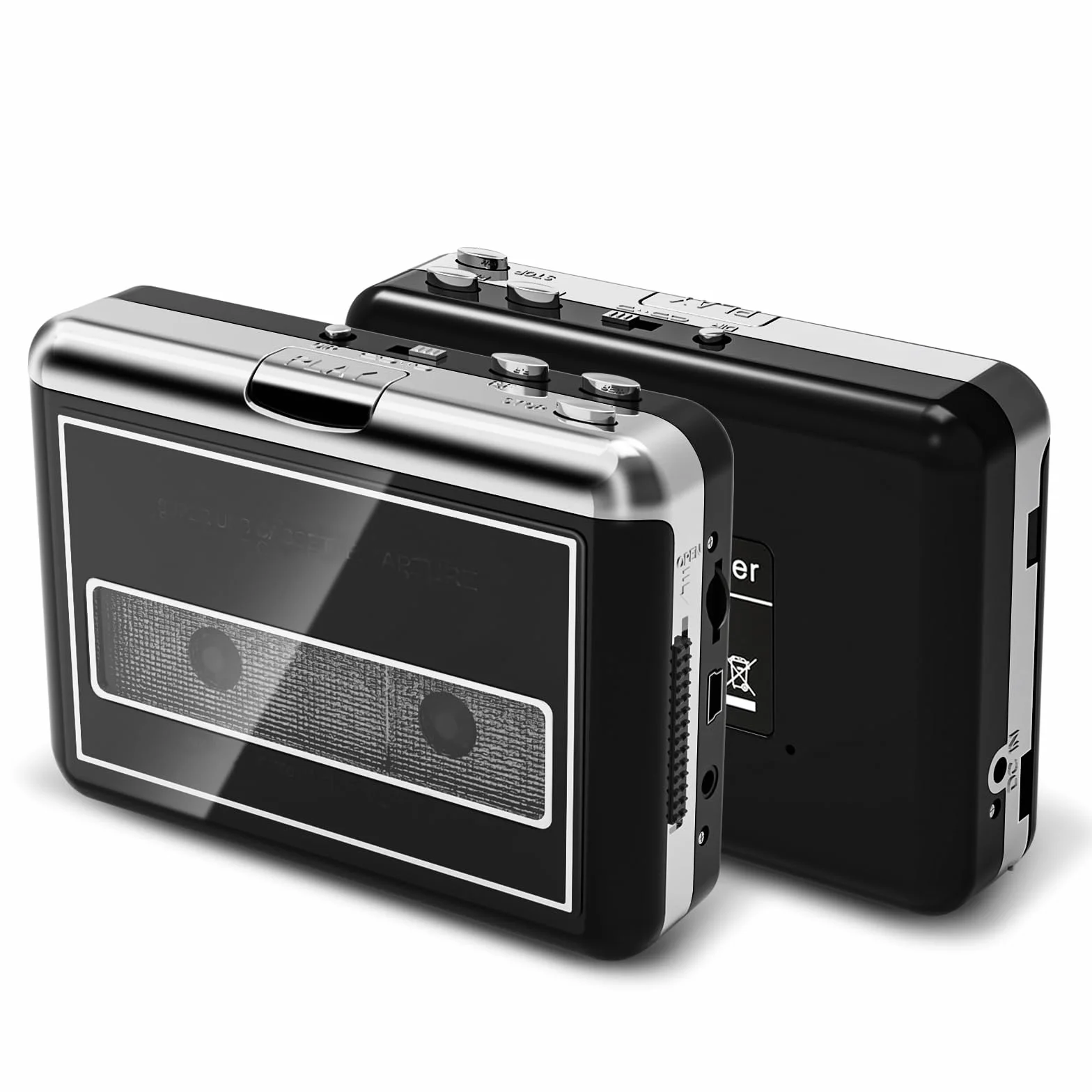 Reproductor de Casetes Portátil, Convierte Casetes a MP3, Compatible con Computadora/Portátile, Rebobinado Automático - Grabación Digital de Música en Casete