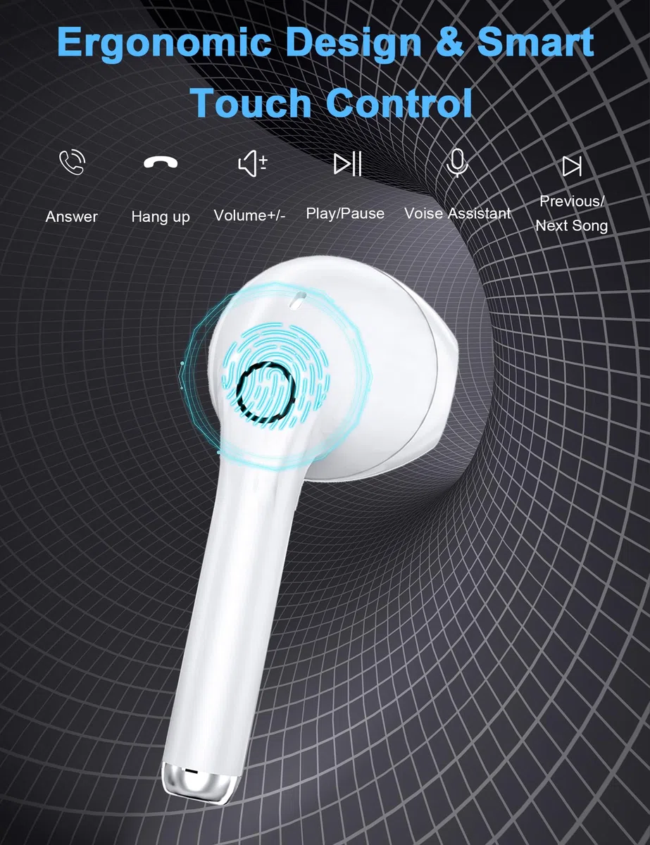 Auriculares inalámbricos para iPhone 17 16 15 Galaxy A37 A57 A36 A16 A17 Pixel 10a,Auriculares Bluetooth 5.3 HiFi Estéreo Cascos Inalambricos Bluetooth con Control Táctil para Xiaomi Redmi Note 14 15