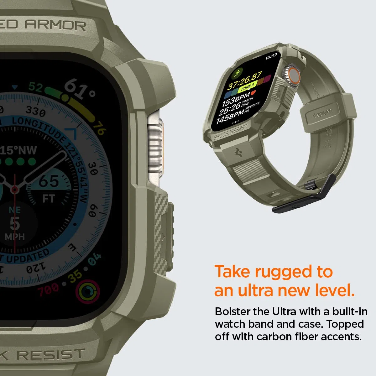 Spigen Rugged Armor Pro - Funda con correa compatible con Apple Watch Ultra 2 de 49 mm y Apple Watch Ultra de 49 mm