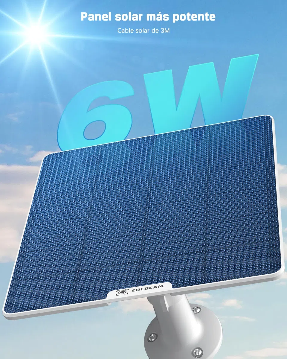 COCOCAM 4G LTE Camara Vigilancia Exterior Solar Sin WiFi con Tarjeta SIM, 2K PTZ Inalámbrico, 10000mAh, 6W Panel Solar, Detección Humana PIR, Reconocimiento AI, IP66, Funciona con Alexa
