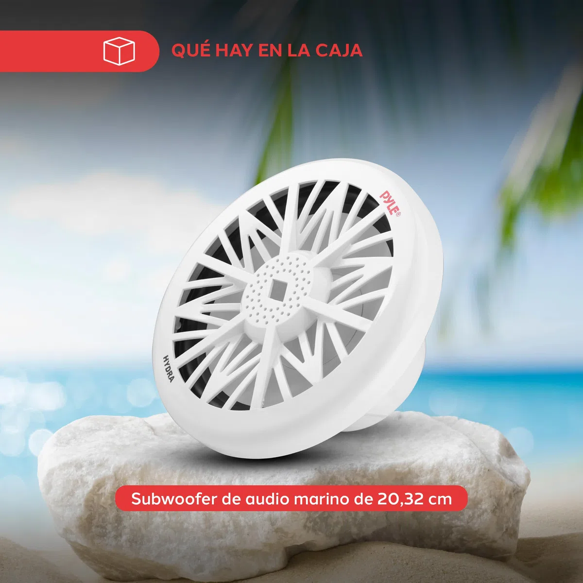 Pyle subwoofer Marino de 8”, para Exterior, 400 V, Impermeable para Sistema de Audio náutico, Montaje bajo timón o en Caja, Ideal para Barcos pequeños y vehículos acuáticos
