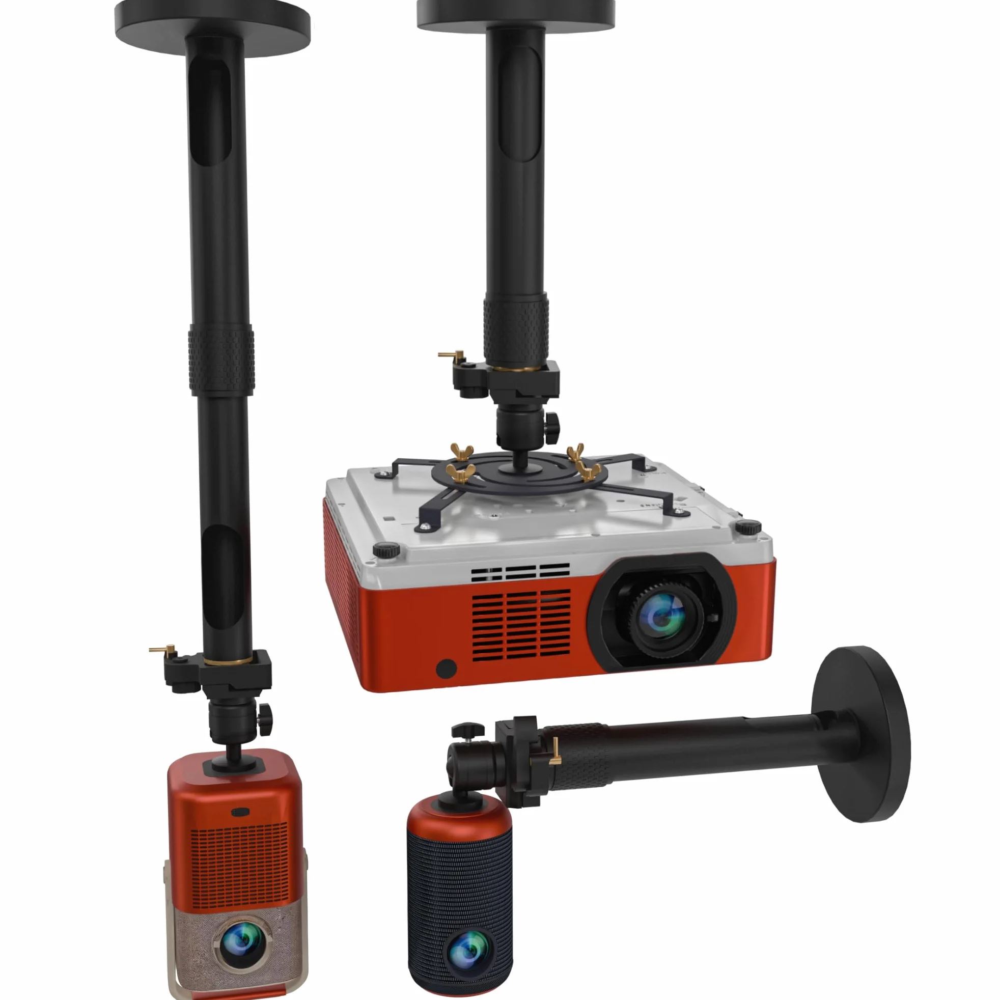 Soporte universal para proyector PropVue: soporte de pared o techo ajustable para miniproyectores de oficina y domésticos: movimiento completo, fácil instalación, giro de 360°, longitud de 35 a 53 cm