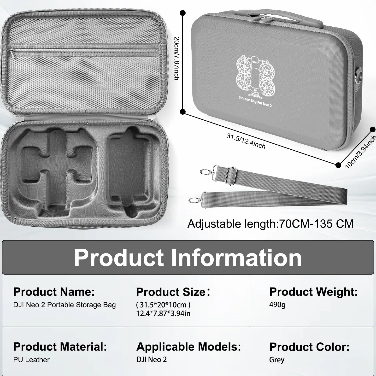 Bolsa para dji Neo 2 Case, Funda para dji Neo 2 Fly More Combo Accesorios Estuche, Impermeable Funda para dji RC Controlador Accesorios Bolsa de Viaje Portátil, para Dron Proteger