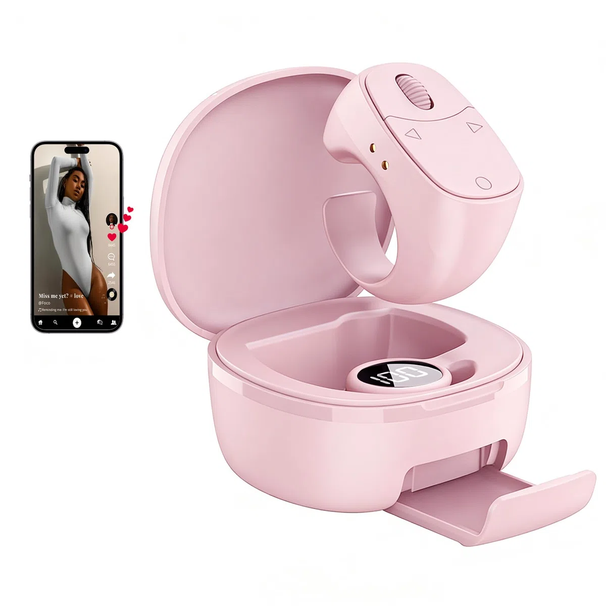 Anillo de Desplazamiento Bluetooth TikTok,Giratorio a Distancia, Controlador Móvil Selfie Lazy para Tabletas Kindle, iOS, Android, Cámara,Grabación de vídeo,con Cargador