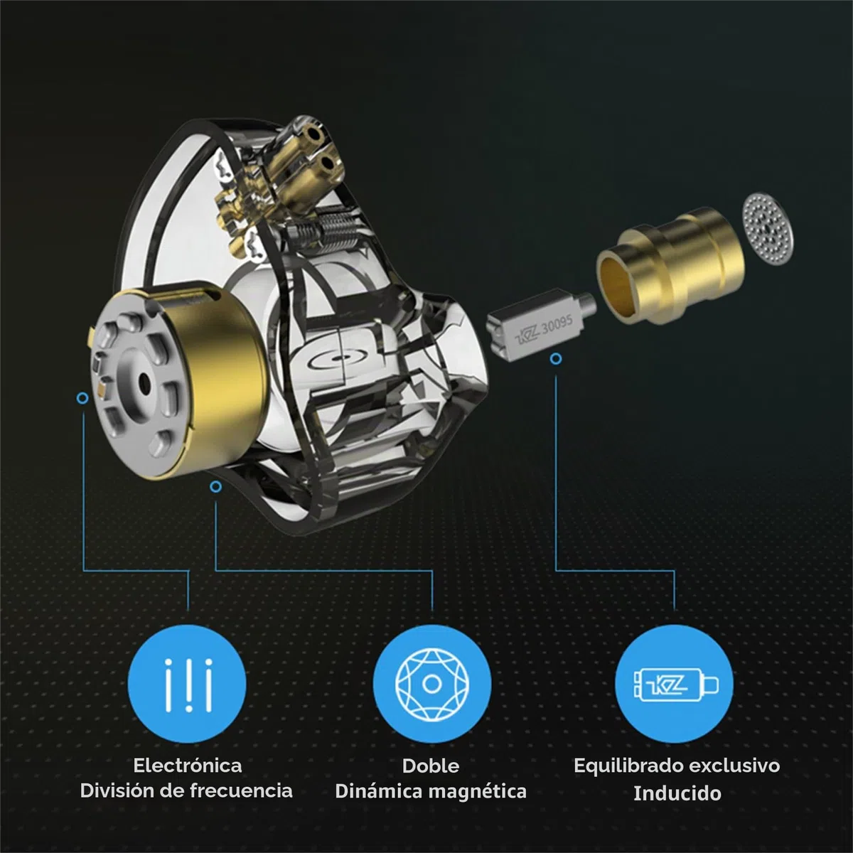 Yinyoo KZ ZSN Pro Auriculares intraurales Hybrid Dynamic Armature Aurices in Ear Monitor Dual Driver 1DD 1BA Basco Profundo Sound Earphones ergonómicos cómodos (Gris sin micrófono)