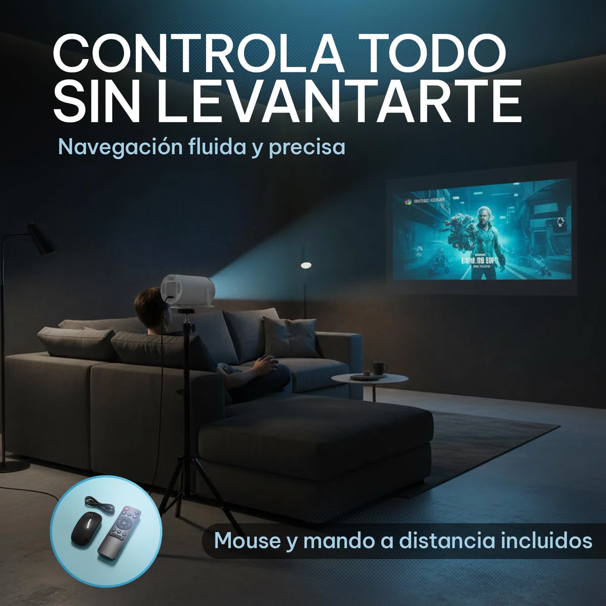 Mini Proyector Portátil 4K Full HD 1080P Enfoque Automático con Trípode Incluido