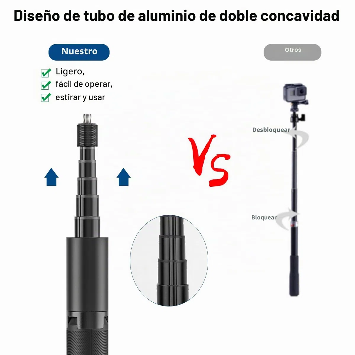 Wiseten Trípode de Palo Selfie para GoPro Insta 360, 120cm Mango Extensible Portátil Ligero Trípode Monopié Accesorios para GoPro Hero 13 12 11 10 9 8 7 Black insta360 X5 X4 dji Osmo Pocket 3 4
