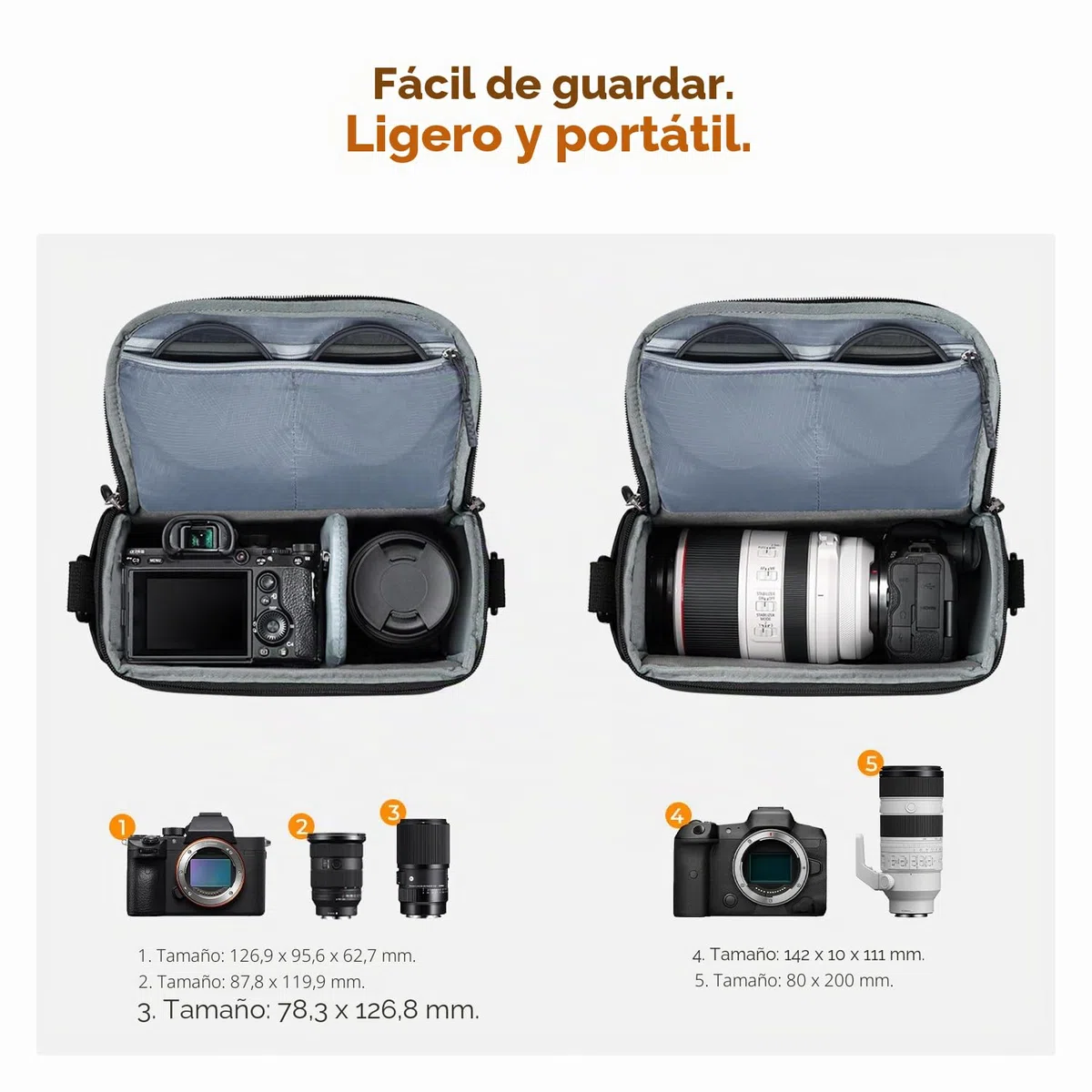 K&F CONCEPT Bolsa Funda Cámara Réflex Impermeable Pequeño Estuche Crossbody para cámara de Hombro con Correa Ajustable DSLR/SLR/Mirrorless Compact Photography Bags-Negro