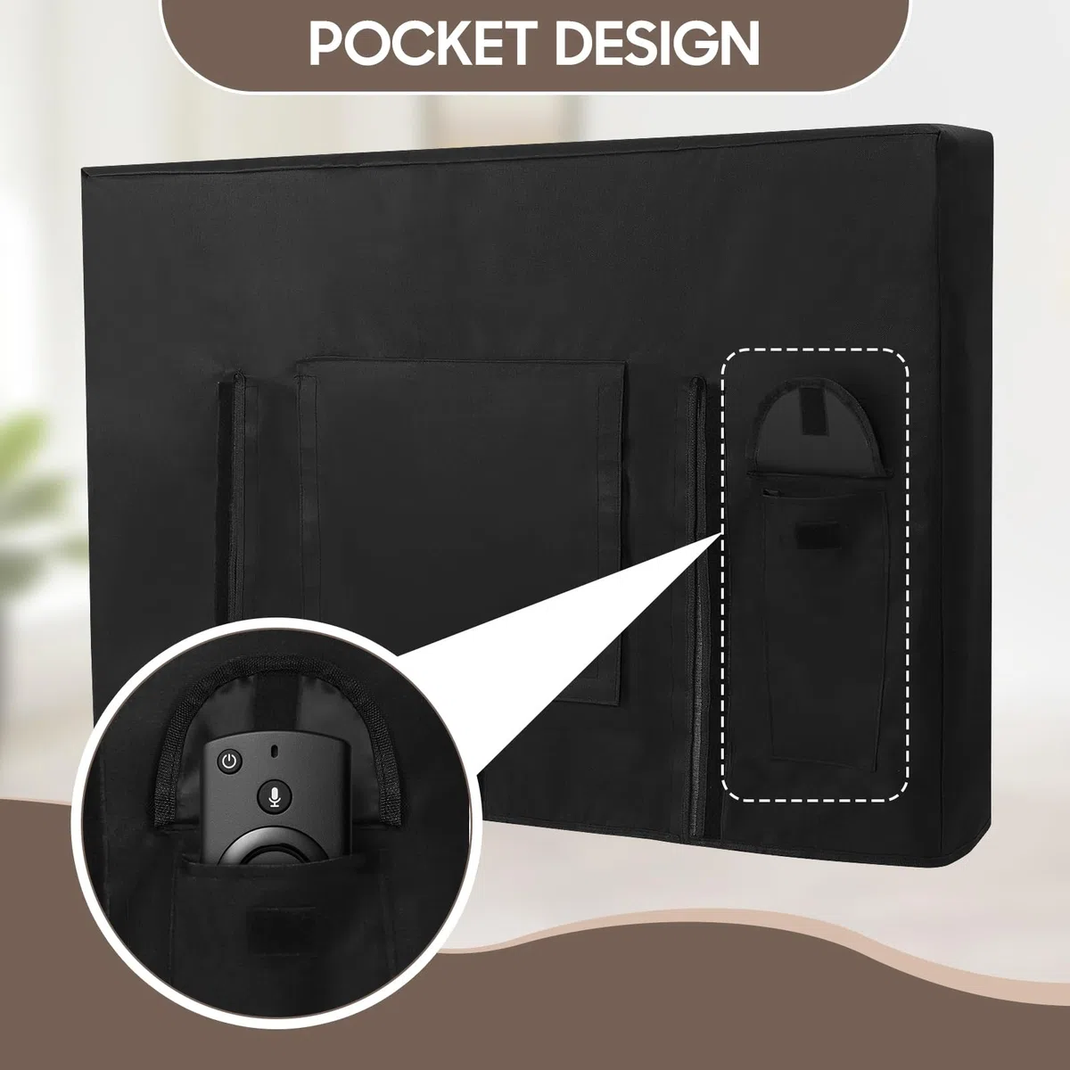 Gugxiom Cubierta para TV al aire libre 600D Oxford tela Patio TV cubierta impermeable resistente a la intemperie TV Protector de pantalla para exterior negro
