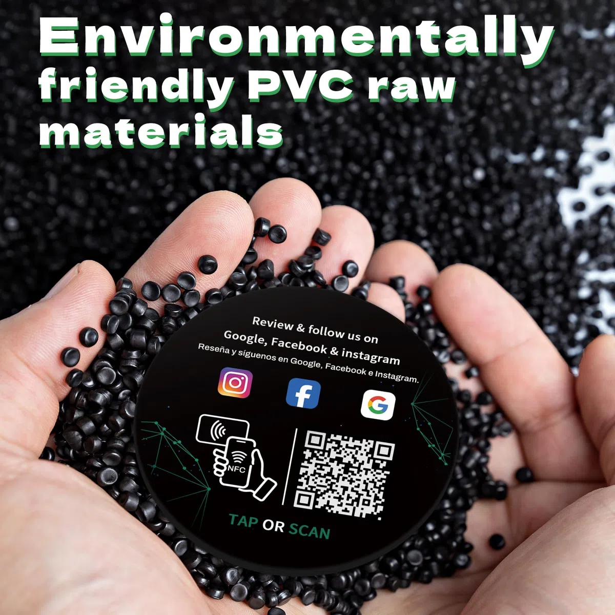 TapFive - Tarjetas redondas de Google Review Tap (2white2black) - Tap para reseñas instantáneas - Compatible con todos los teléfonos - Smart Tap reutilizable NFC y QR - Boost Business Reviews
