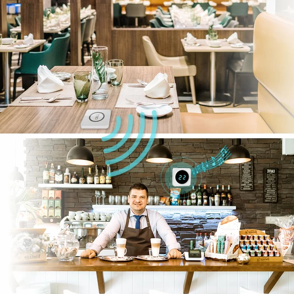 ALIBELL Sistema de Llamadas inalámbricas, Restaurante Sistema de Llamada Camarero, 1 Receptor de visualización numérica, integración de hasta 31 Tonos de Llamada