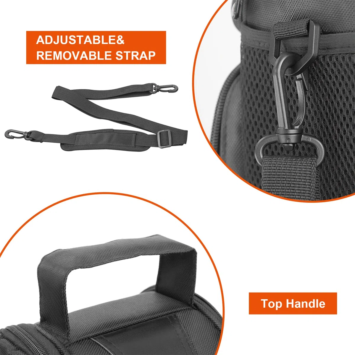 FOSOTO Bolsa Protectora para Cámaras DSLR, Estuche para Cámara, Bolso Bandolera para Canon EOS 2000D 4000D 90D 6D M50, Nikon D3500 D3200 D7000, Sony Alpha 7IV 6400, Olympus OM-D E-M10 (Negra)