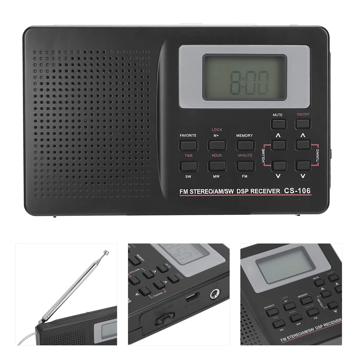 Sxhlseller CS-106 Radio de Banda Completa de Alta sensibilidad, Radio portátil con Receptor de Radio para Auriculares Am/FM/SW/MW/LW/TV Radio con Sonido estéreo para Cocina Que acampa al Aire Libre
