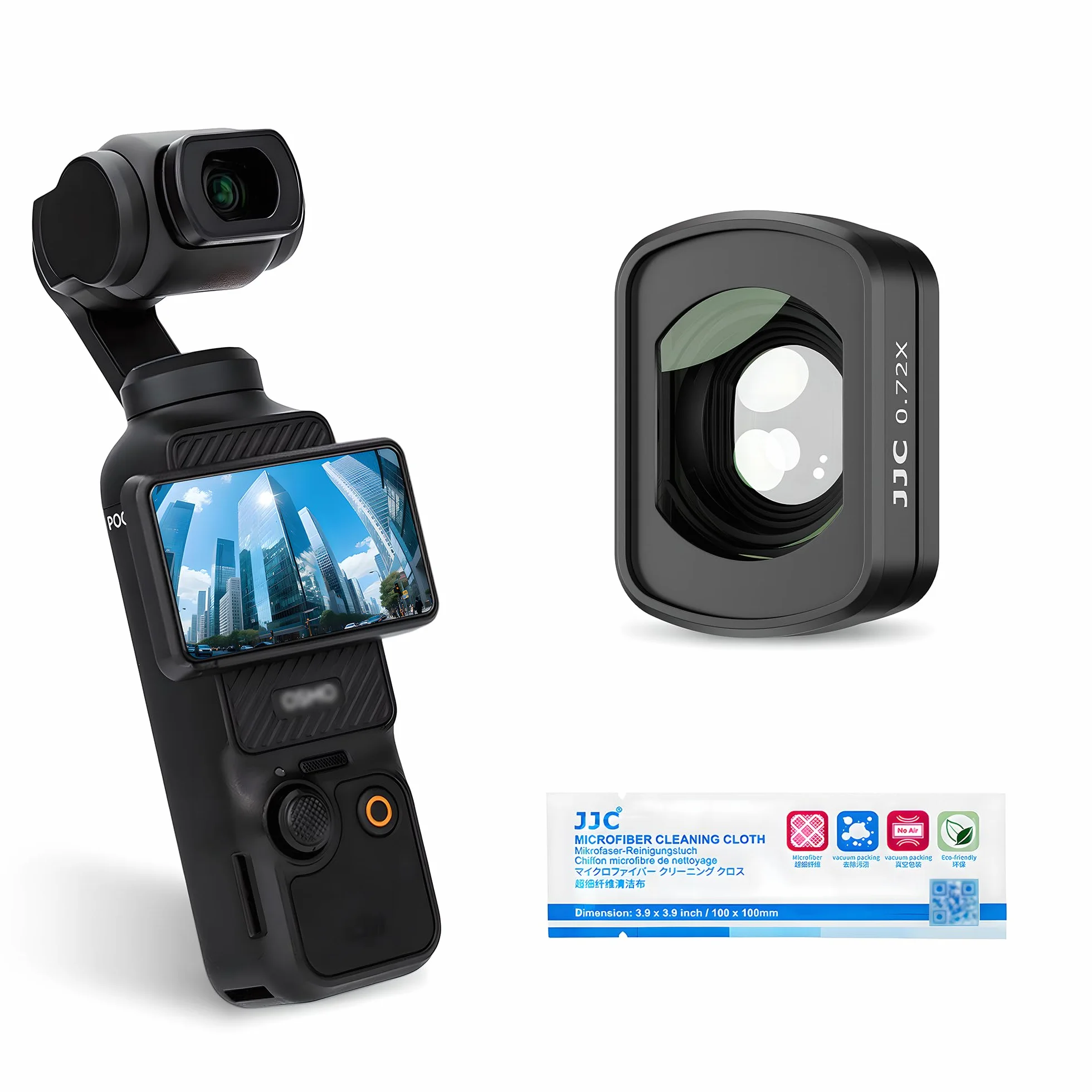 JJC lente gran angular para DJI Osmo Pocket 3, filtro magnético multicapa 0.72x ancho sin viñeteo, accesorio de visión ampliada externa
