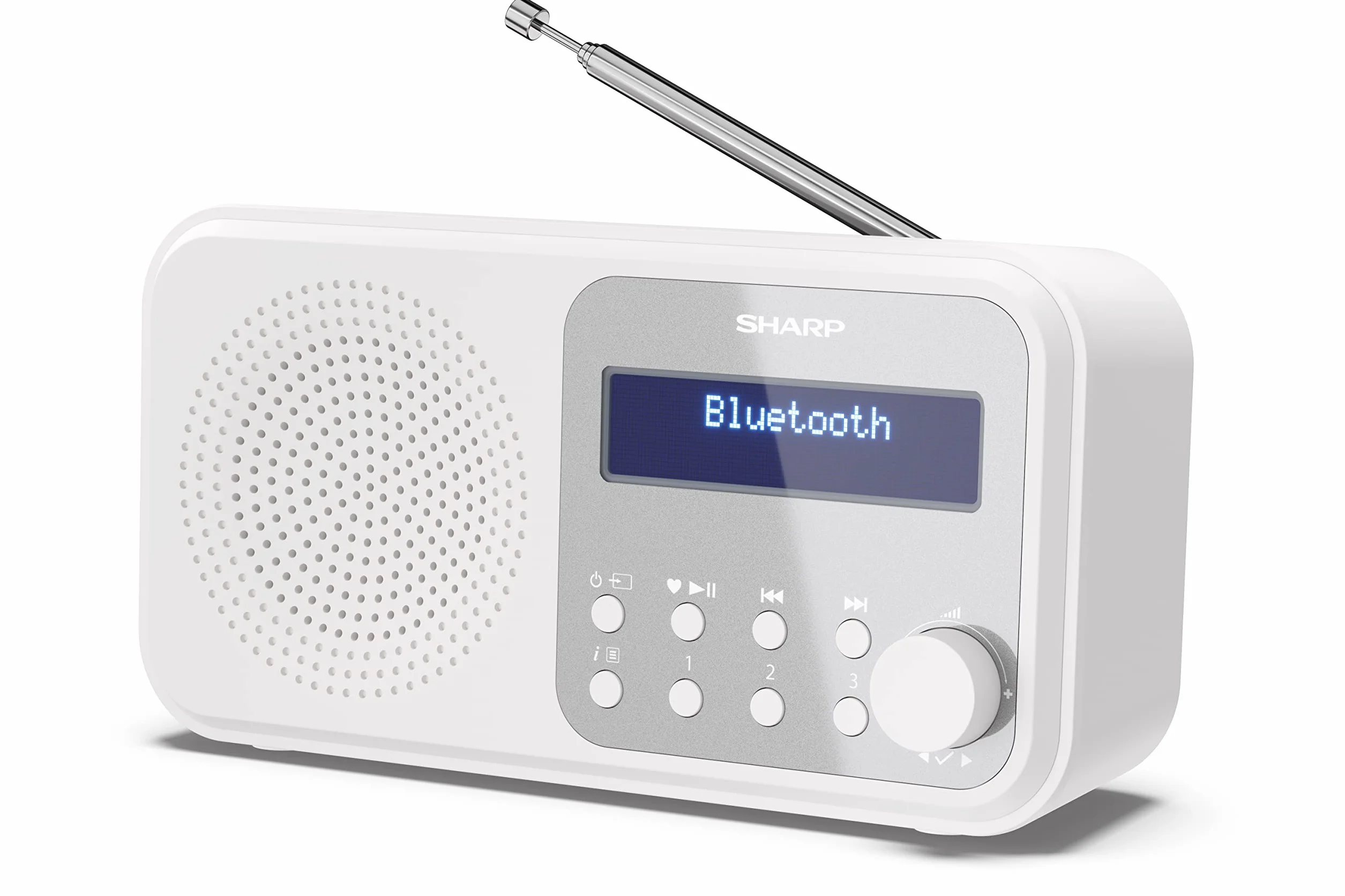 Sharp DR-P420(WH) Tokyo Dab+, FM Portable Digital Radio with RDS, BT 5.0, USB or Batteries, Mini Jack, Telescopic Antenna, Auto Search, 20+20 Memories, Time and Date Auto, Alarm, Snowy White