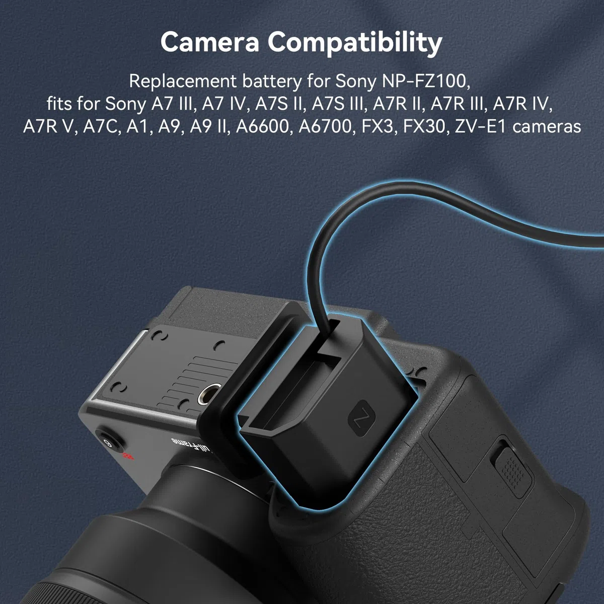 SMALLRIG NP-FZ100 Kit Adaptador de Fuente de Alimentación de Batería Ficticia para Sony A6600 / A9 II / A7 III /A7R III / A1 / A7C / A7S III / A7R IV /A7R V / A6700-4269B
