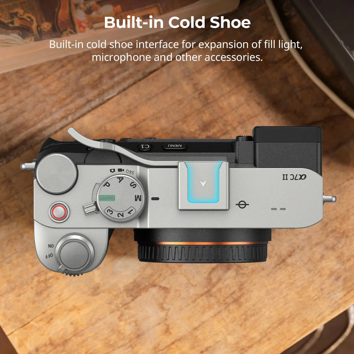 SMALLRGI Empuñadura para Pulgar para Sony Alpha 7C II/Alpha 7CR / Alpha 7C, Diseño Ergonómico, Zapata Fría Incorporada, para Luz, Micrófono, Peso de Solo 8 g (Plateado) - 4818