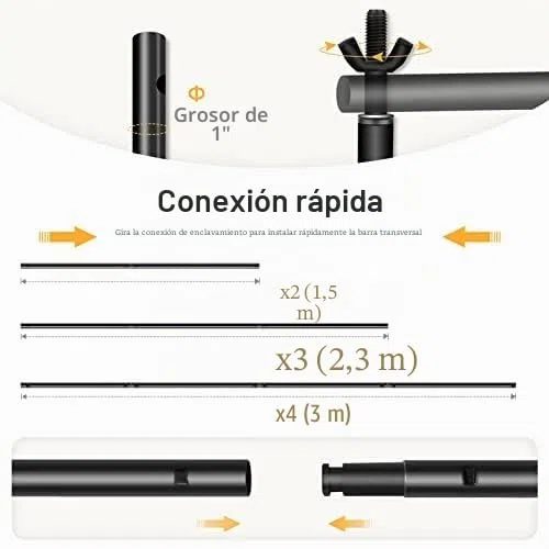EMART Soporte de Fondo para Fotografía 2,6m X 3m, Kit de Sistema de Telón de Fotográfico Ajustable con 2 Abrazaderas de Resorte para Foto Estudio de Video Fiesta Boda