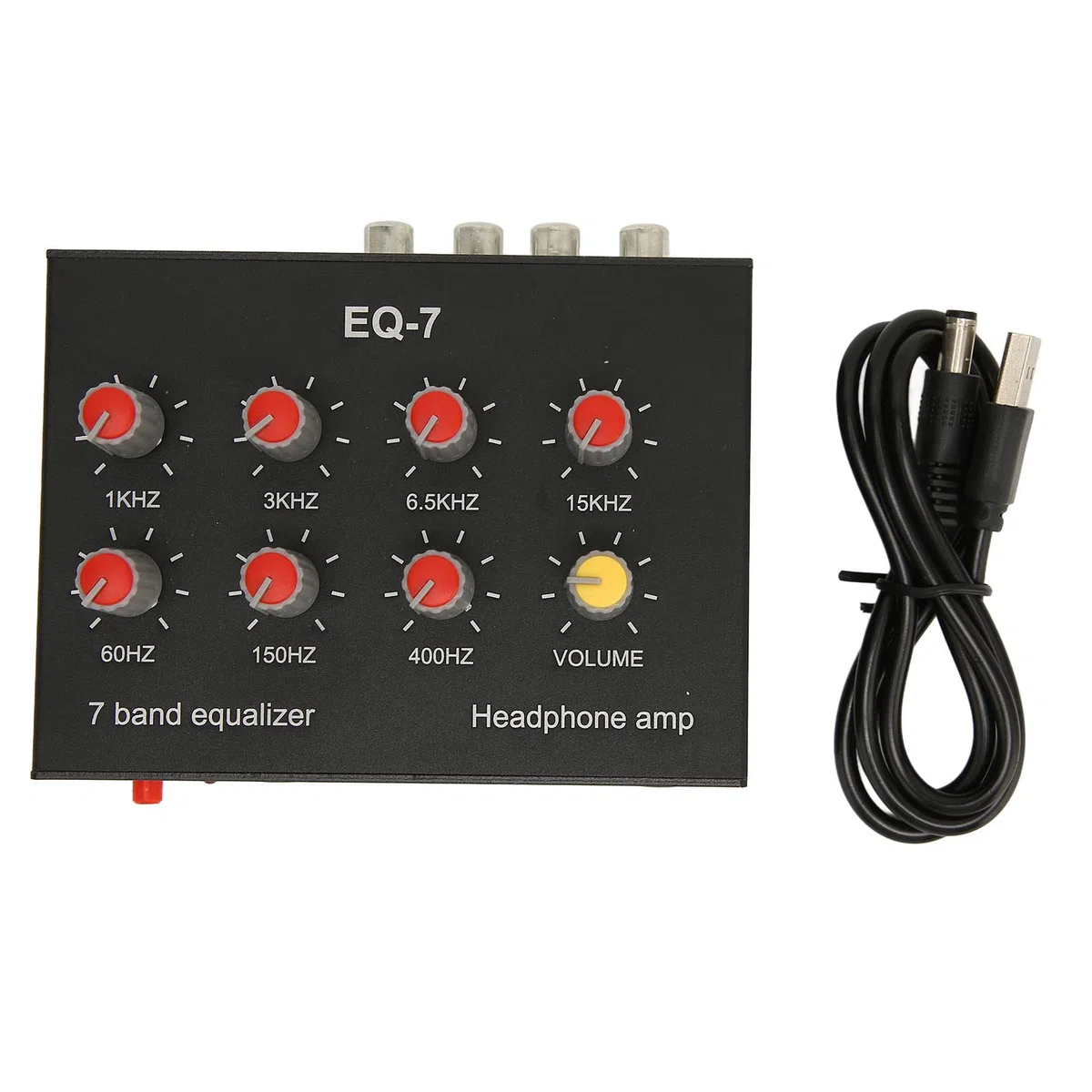 Ecualizador de Sonido de 7 Bandas Salida RCA Ecualizador de 7 Bandas DC5V-12V 12dB Aleación de Aluminio Estable para Automóviles