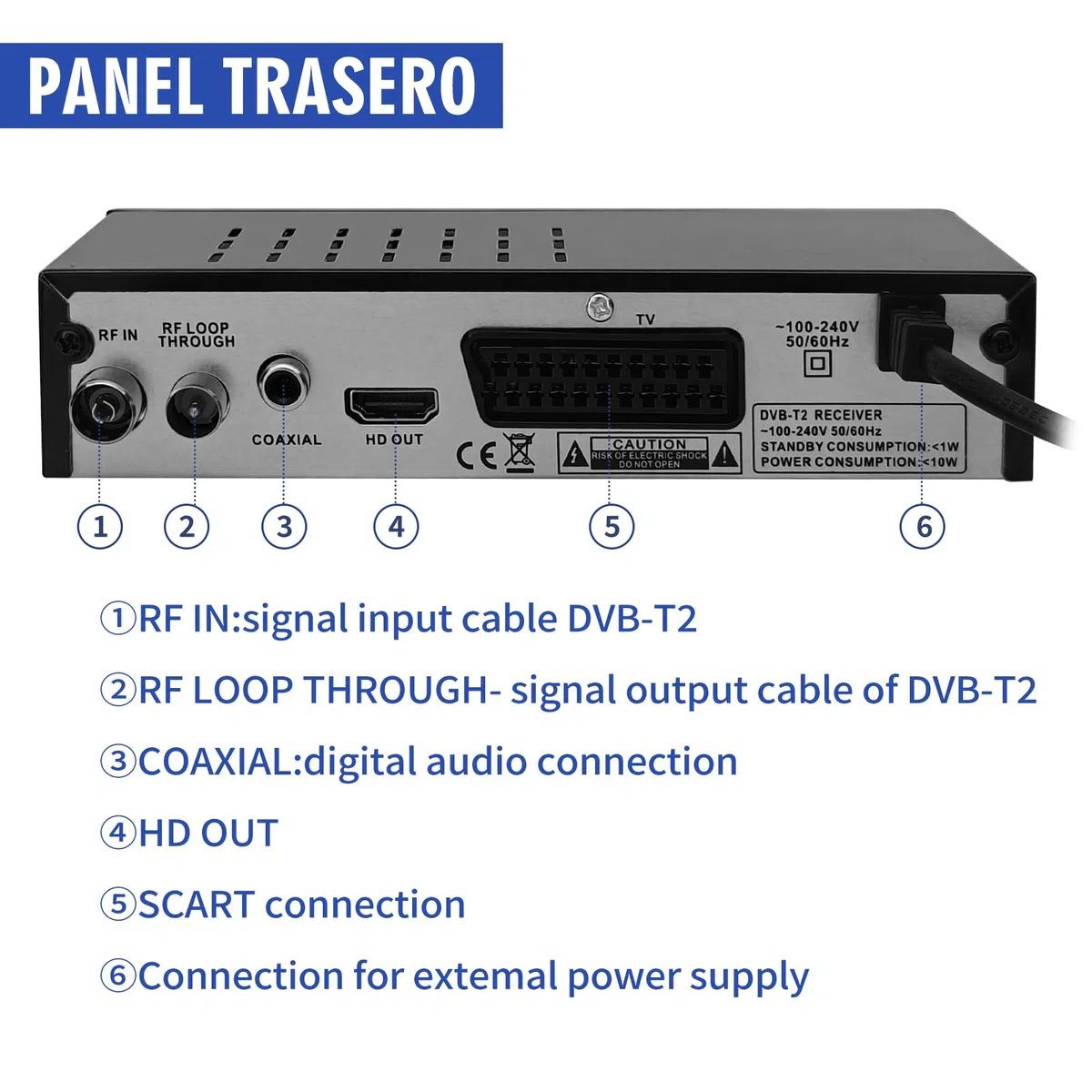 2026 Decodificador TDT HD - DVB-T T2 H.265 Full HD PVR, USB, HDMI, SCART,Sintonizador de televisión Digital Terrestre, decodificador terrestre, Receptor Digital de Alta definición Full HD 1080p