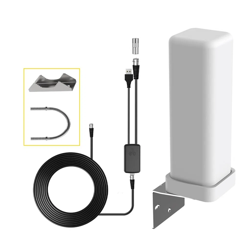 Antena de TV Digital 4K 35dBi Canal HDTV Gratuito para Exteriores Amplificador de Señal de Alcance de 6000 Millas para ATSC/DVB-T/DMB-T/ISDB-T