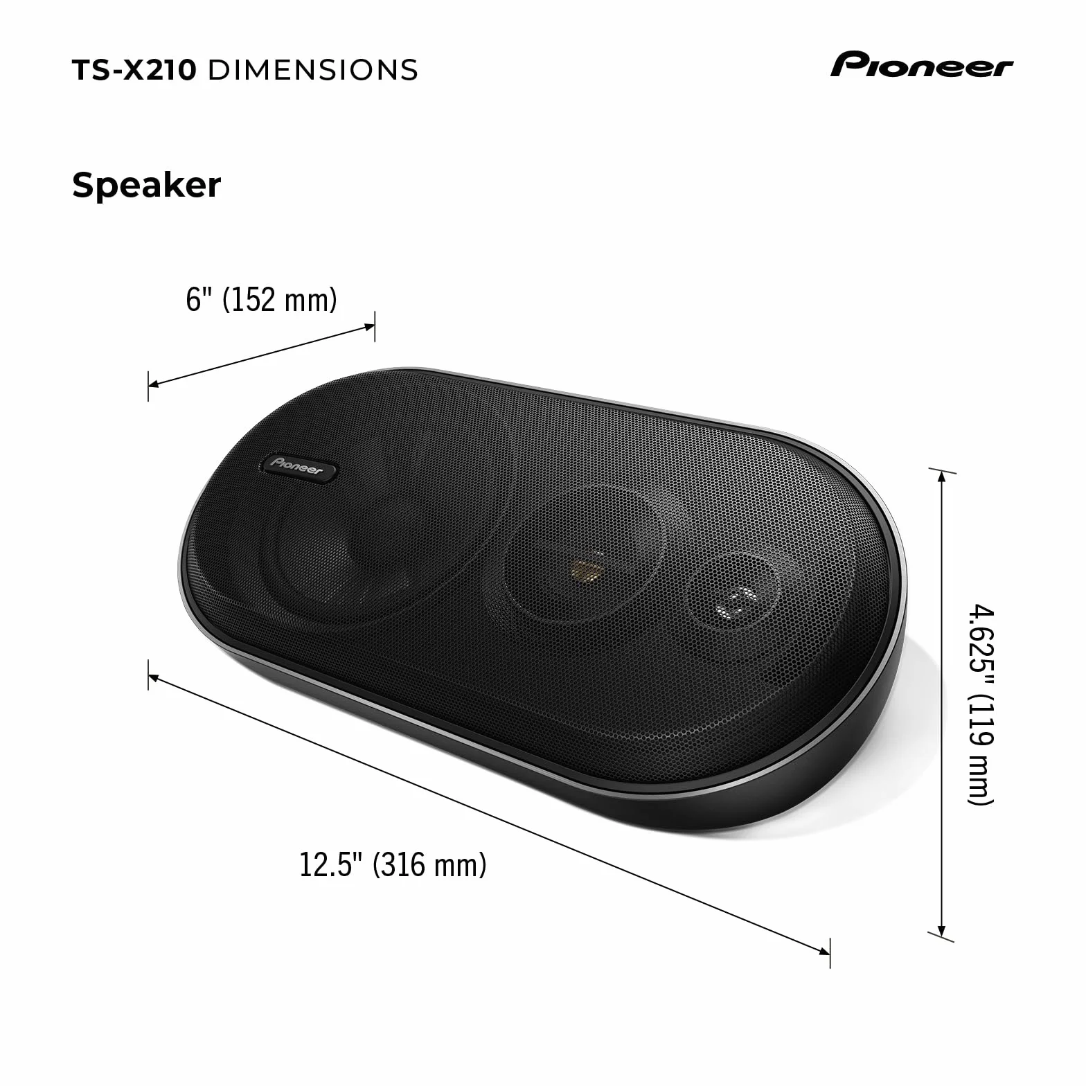 Pioneer TS-X210 - Altavoces para Coche de 3 vías con 100 W de Potencia máxima (par)