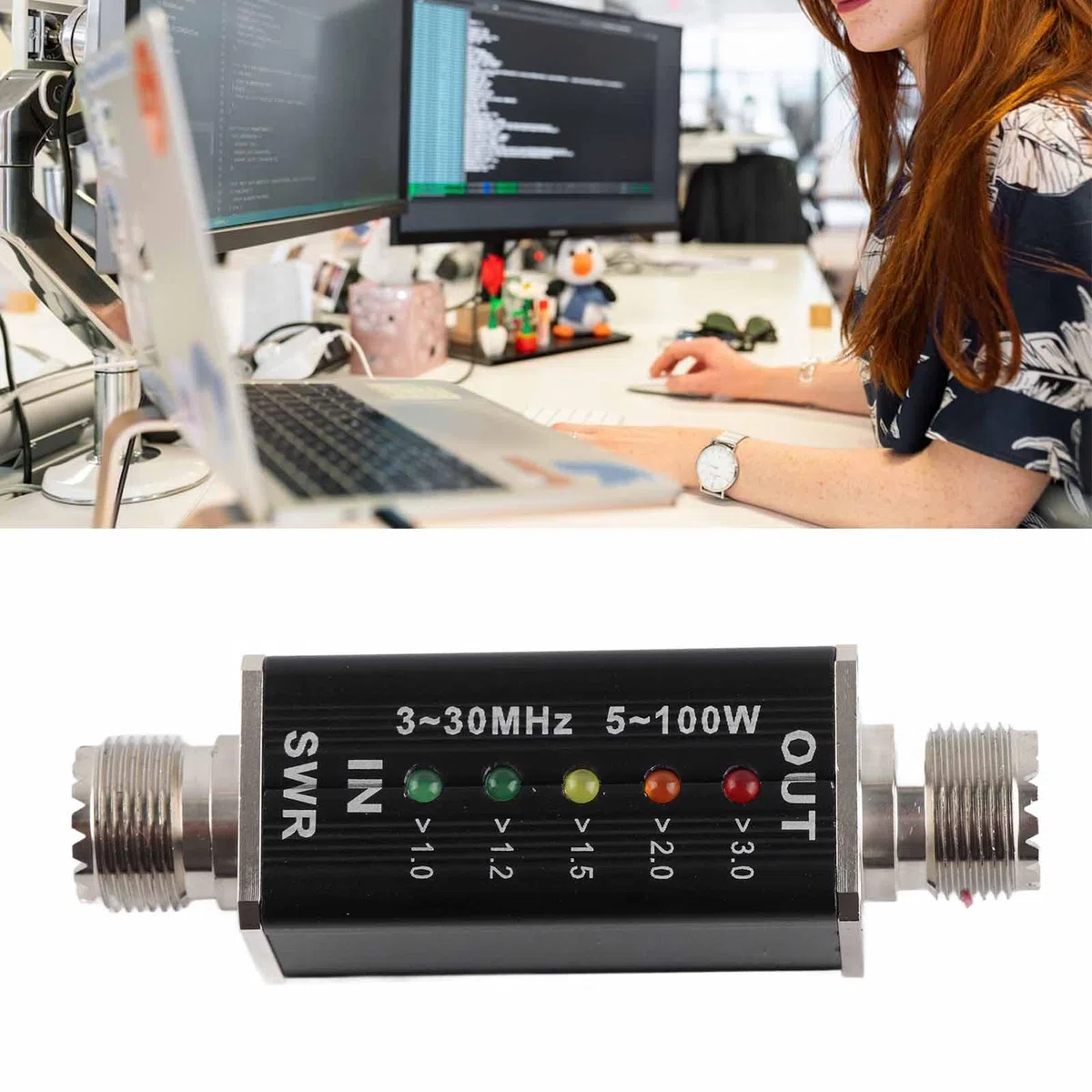 Medidor De Onda Estacionaria Portátil 10 A 50 W Con Indicador LED Mini Medidor SWR Para Antena De Radio Onda Corta