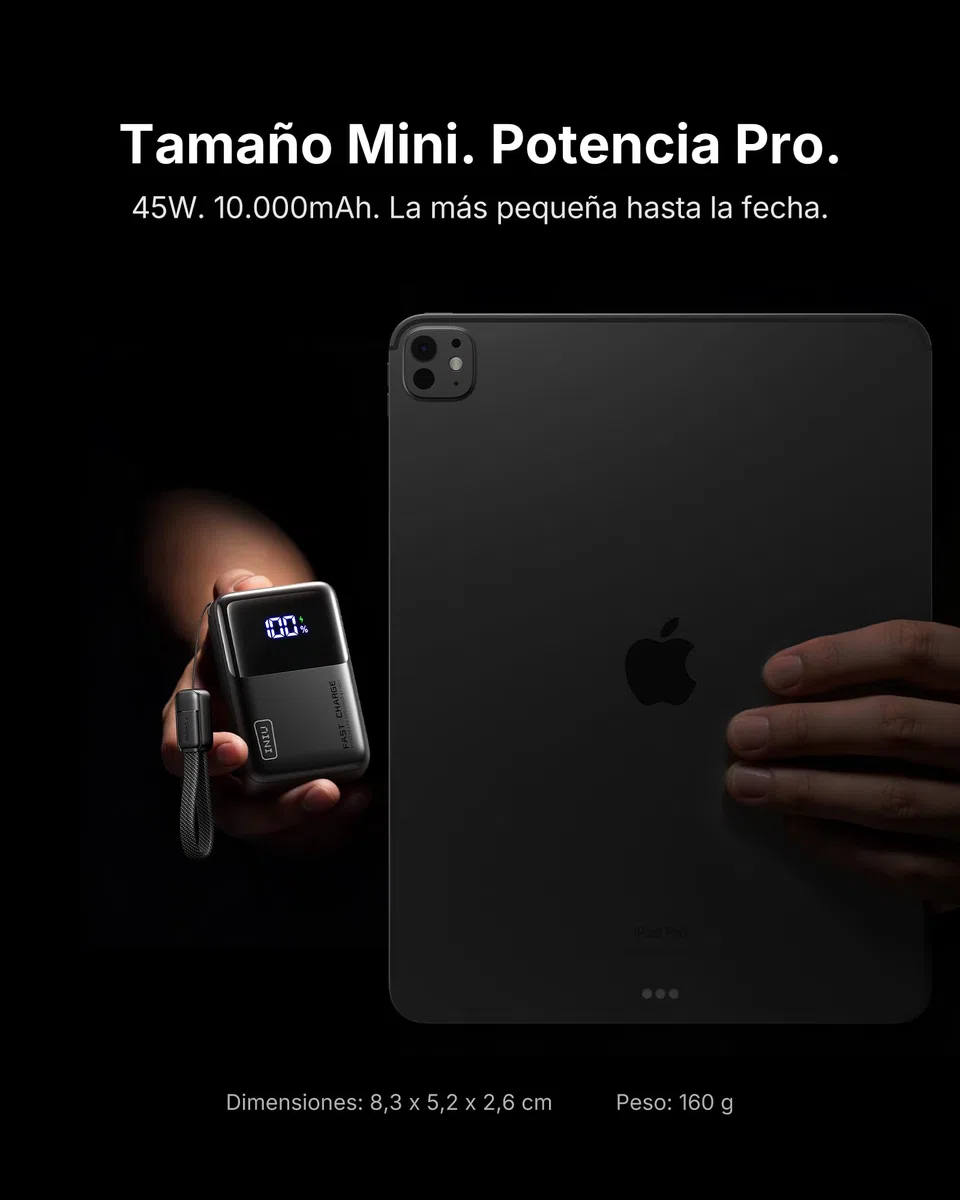 INIU Power Bank, Ultra Mini 45W Carga Rápida 10000mAh Bateria Externa con Cable USB C Desmontable, Apto para Avión & Esenciales de Viaje, Bateria Portatil para iPhone 17 16 Samsung S22 iPad Xiaomi etc