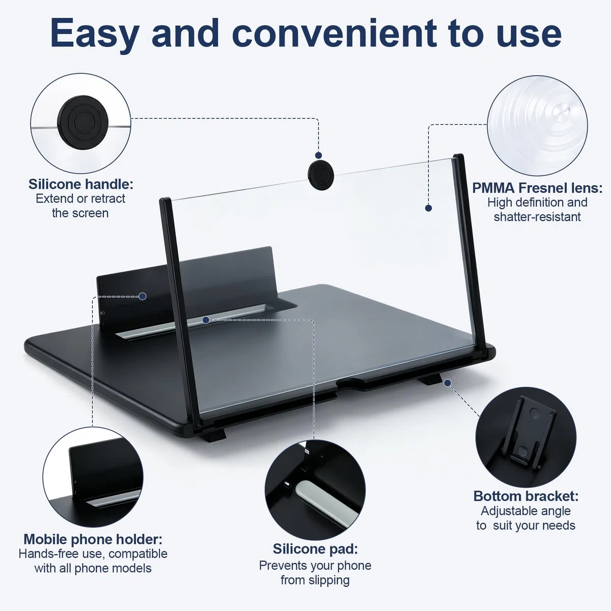 Amplificador de Pantalla para Movil, HD Lupa para móvil, 3D Pantalla Aumento movil, Plegable, para Todos los Smartphones, para Ver Partidos de fútbol, Películas y Videos(16 Pulgadas)