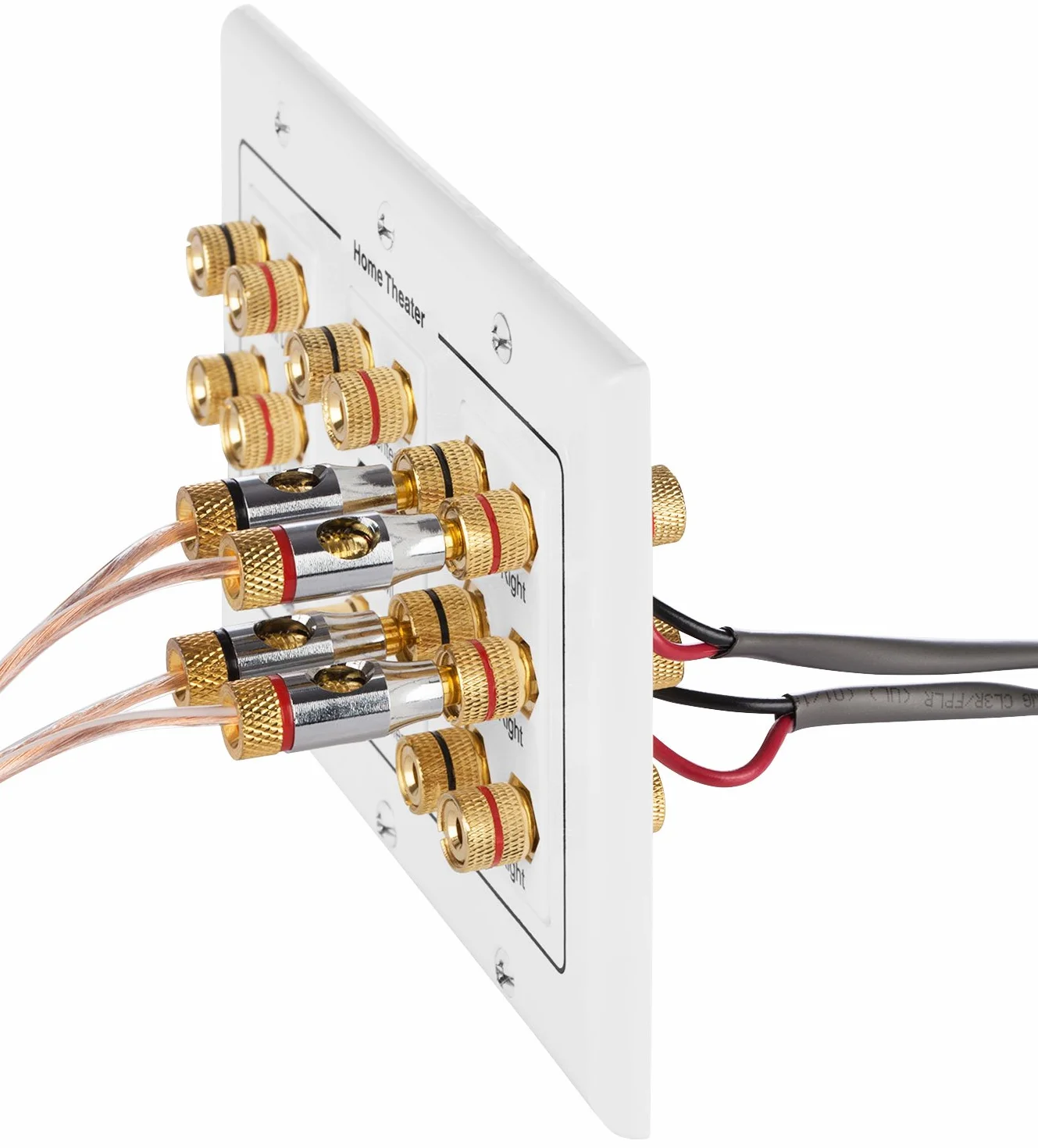 Fosmon HD8006 3-Gang 7.1 Surround Distribution Home Theater - Encuadernación de Banana de Cobre Chapado en Oro 7.1 Blanco
