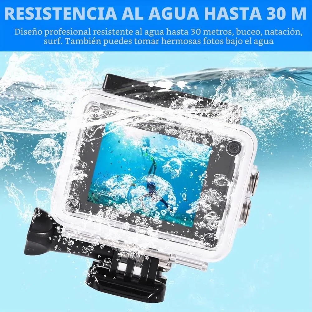 Topiky Cámara de acción 4K WiFi Impermeable 30m Deportes al Aire Libre Video DV Cámara 1080P Full HD LCD Mini videocámara con 900mAh Baterías Recargables y Accesorios de Montaje Kits(Negro)