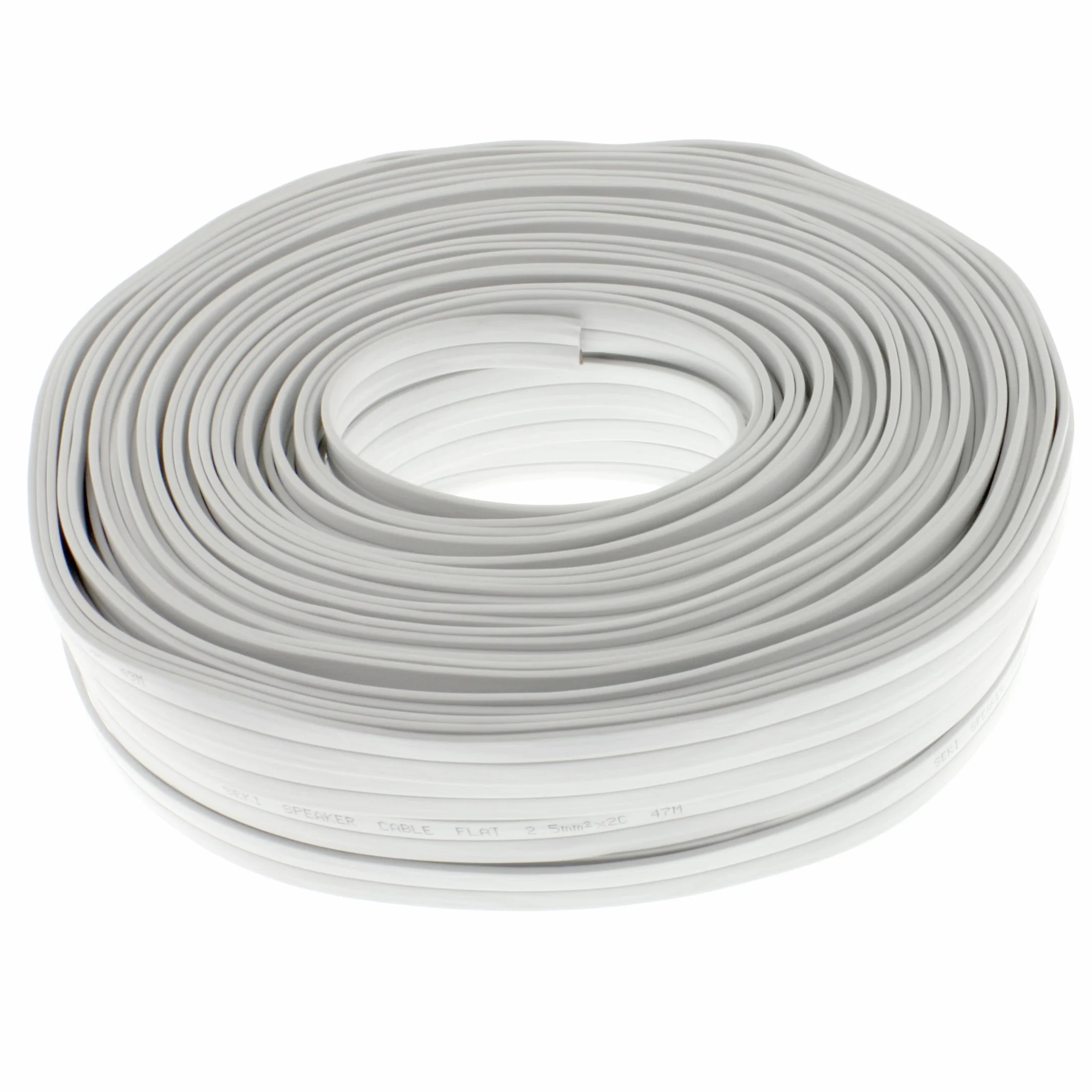 Cable de Altavoz Plano, 2 x 2,5 mm², 50 m, CCA, Cable de Audio, Caja de Cable, Color Blanco