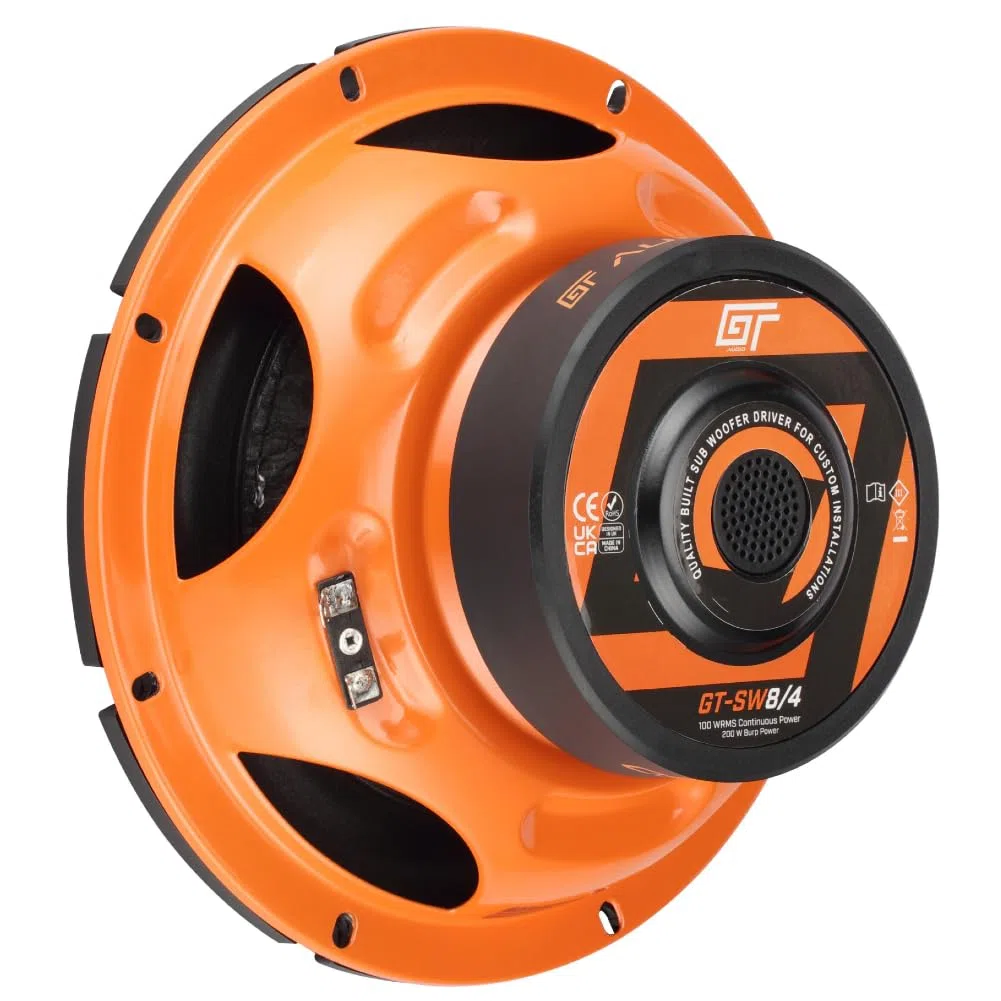 Kit Set para Bass Face GT Audio GT-SW8/4 1 subwoofer 20 cm 200 mm 8" 100 vatios rms 200 vatios máx. Doble Bobina móvil 4+4 ohmios dvc para Maletero de Coche, 1 Pieza