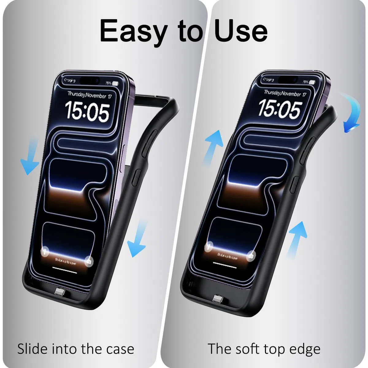 Funda de Batería para iPhone 17 Pro MAX, 8500 mAh Delgada y Recargable, Cargador Extendido con Soporte, Batería Externa Protectora Portátil para iPhone 17 Pro MAX (6.9 Pulgadas) - Negro