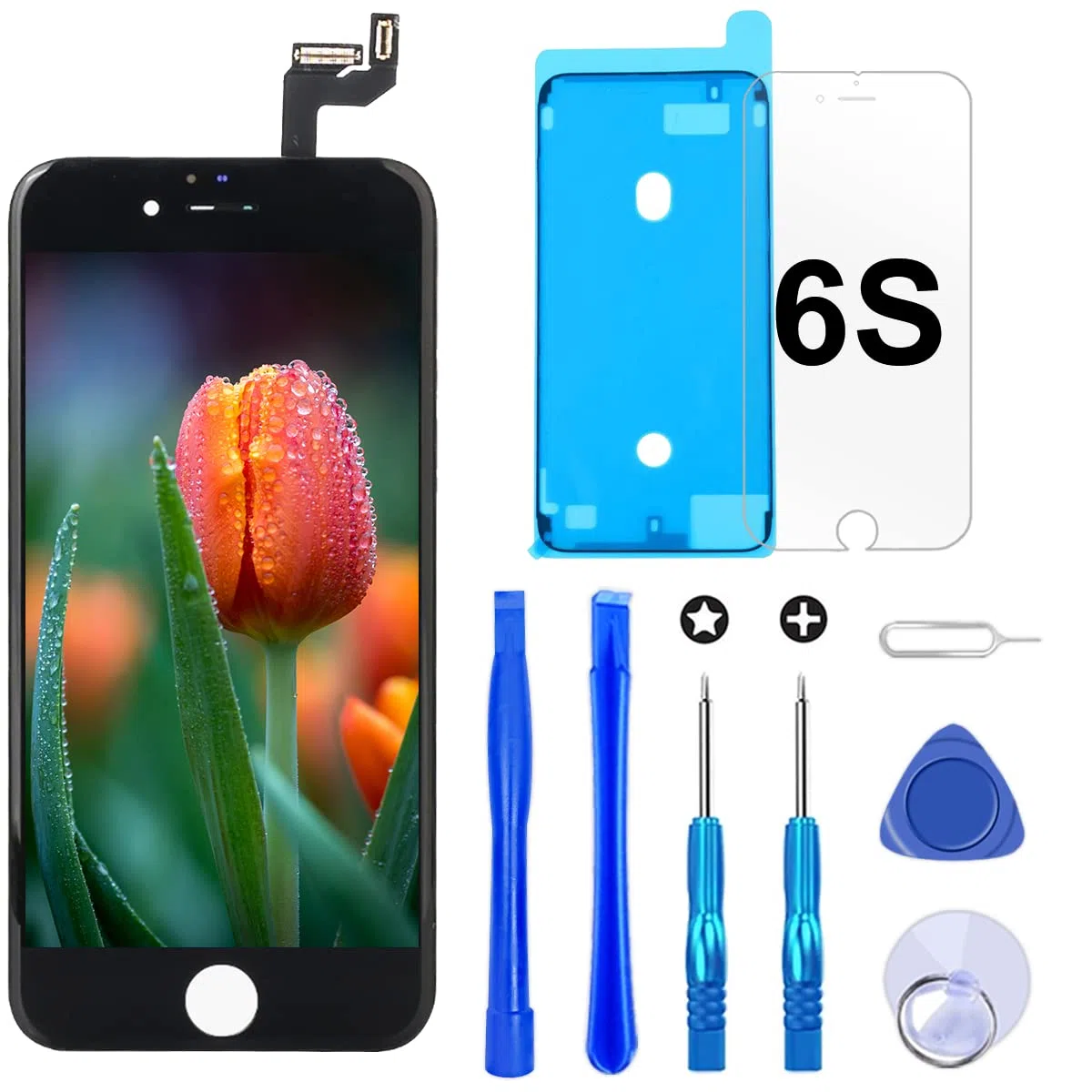 Brinonac Pantalla para iPhone 6s, 4.7" Táctil LCD de Repuesto Ensamblaje de Marco Digitalizador con Herramienta de reparación y Protector de Pantalla (Negro)