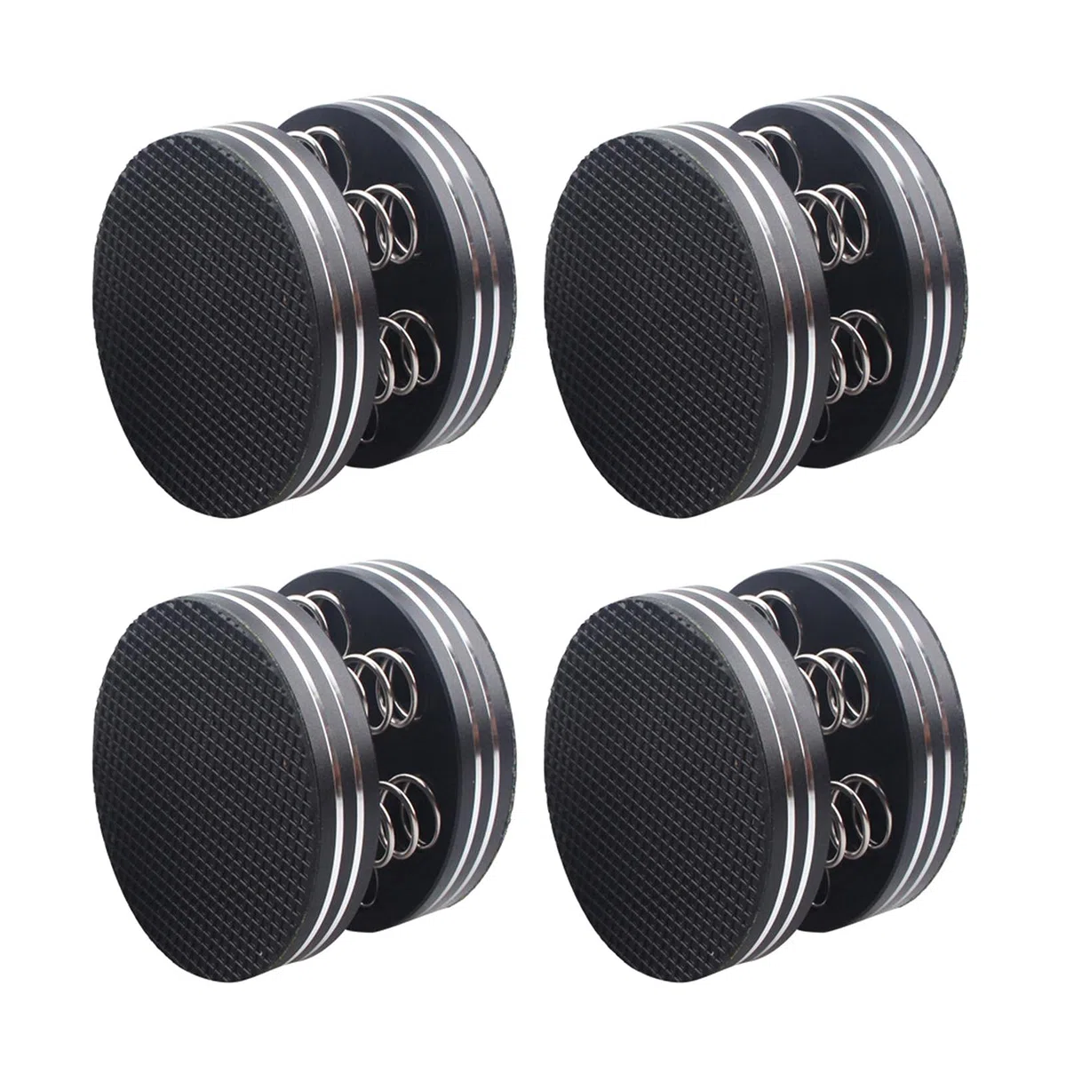 QOTSTEOS 4 almohadillas de amortiguación de resorte, HIFI, amortiguadores de pies, amortiguadores de aluminio, para CD, audio, subwoofer, tocadiscos (negro)