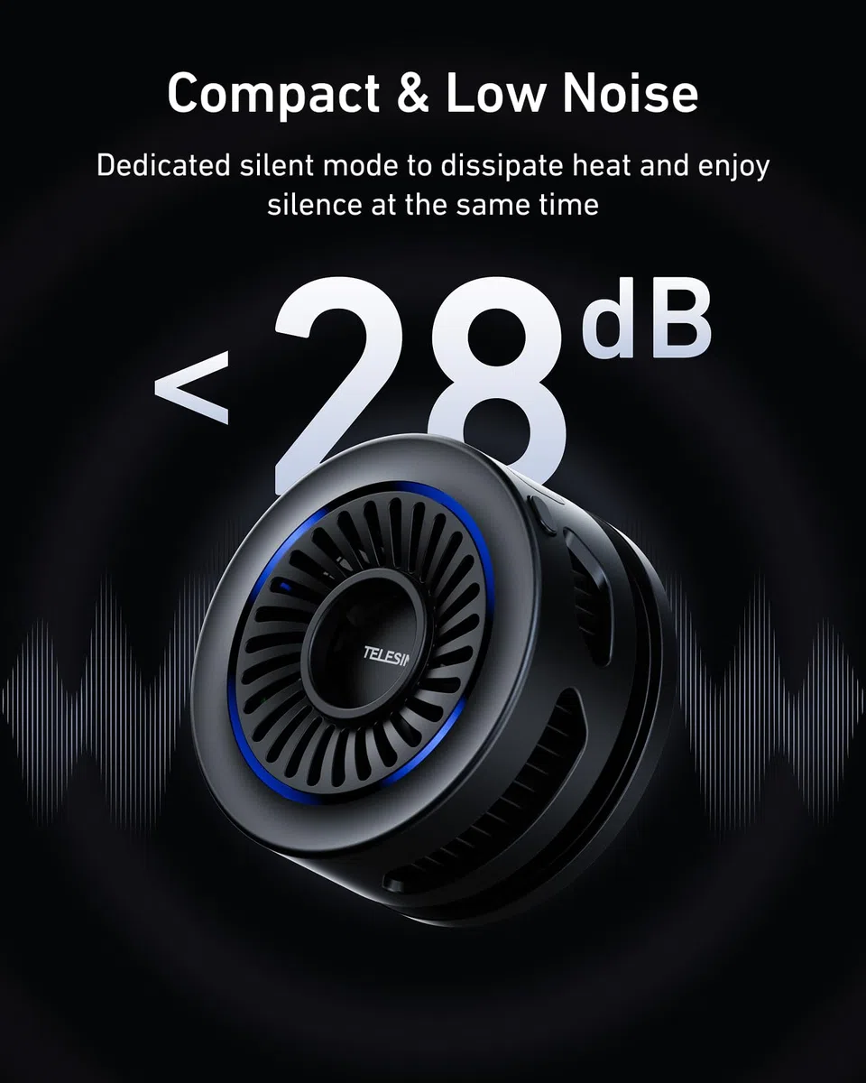 TELESIN Magnetic Enfriador de Teléfono Pro, Portátil Enfriador de Teléfono Celular de Compatible con iPhone/Android/iPad, Adecuado para TELESIN Magnético Cuello para Teléfono