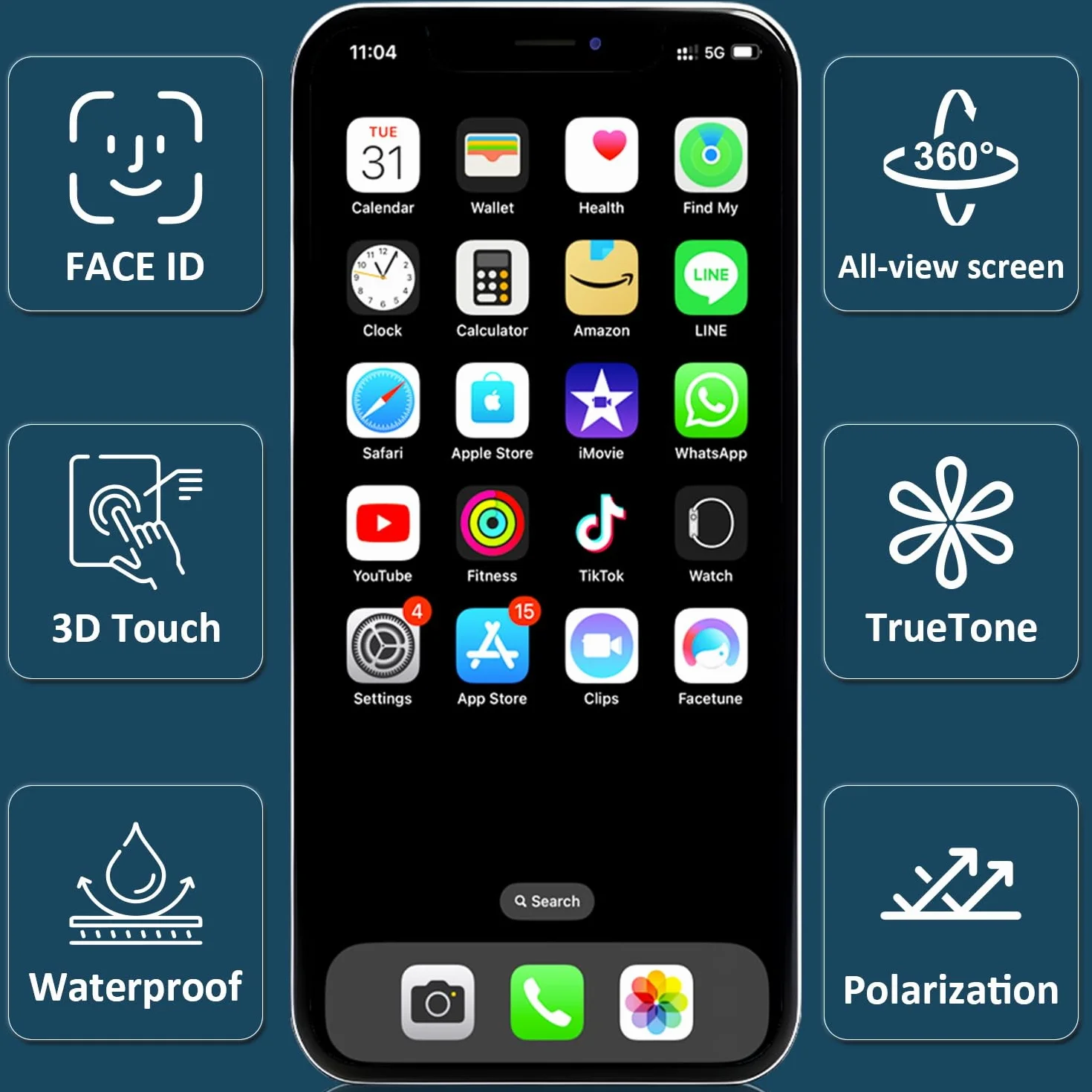 Pantalla para iPhone 13 Mini Reemplazo, 5,4 Pulgadas Display Haptic Touch LCD Full HD Digitalizador con Herramienta de Reparación y Protector de Pantalla