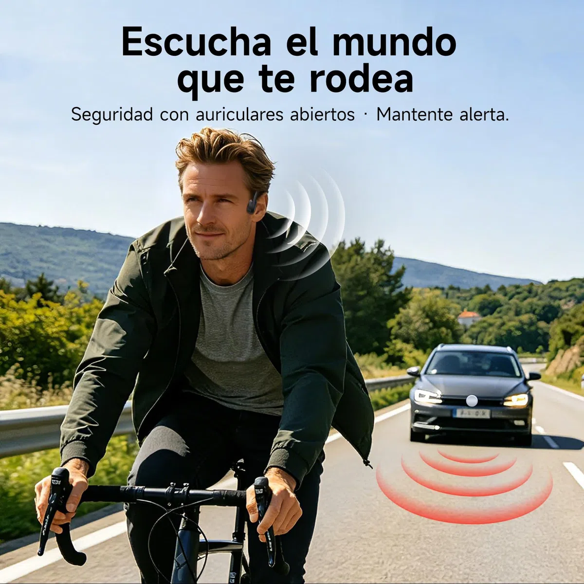 esonstyle Auriculares Conduccion Osea Bluetooth 6.0 – Cascos Conduccion Osea Inalambricos con Micrófono,IPX7 Impermeables Auriculares Deportivos Open Ear para Correr Ciclismo Fitness (Negro)
