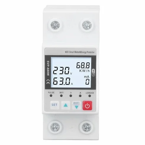 Protector de Sobretensión y Subtensión WiFi, 230V 50Hz 60Hz, Control Remoto, 63A, Voltaje Ajustable, Estabilizador