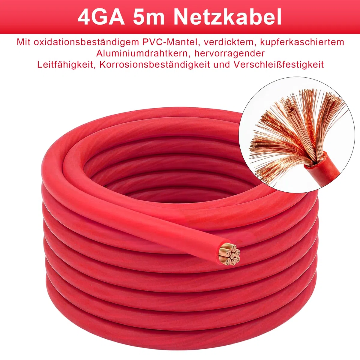 Juego de cables de subwoofer 4GA de 5 m