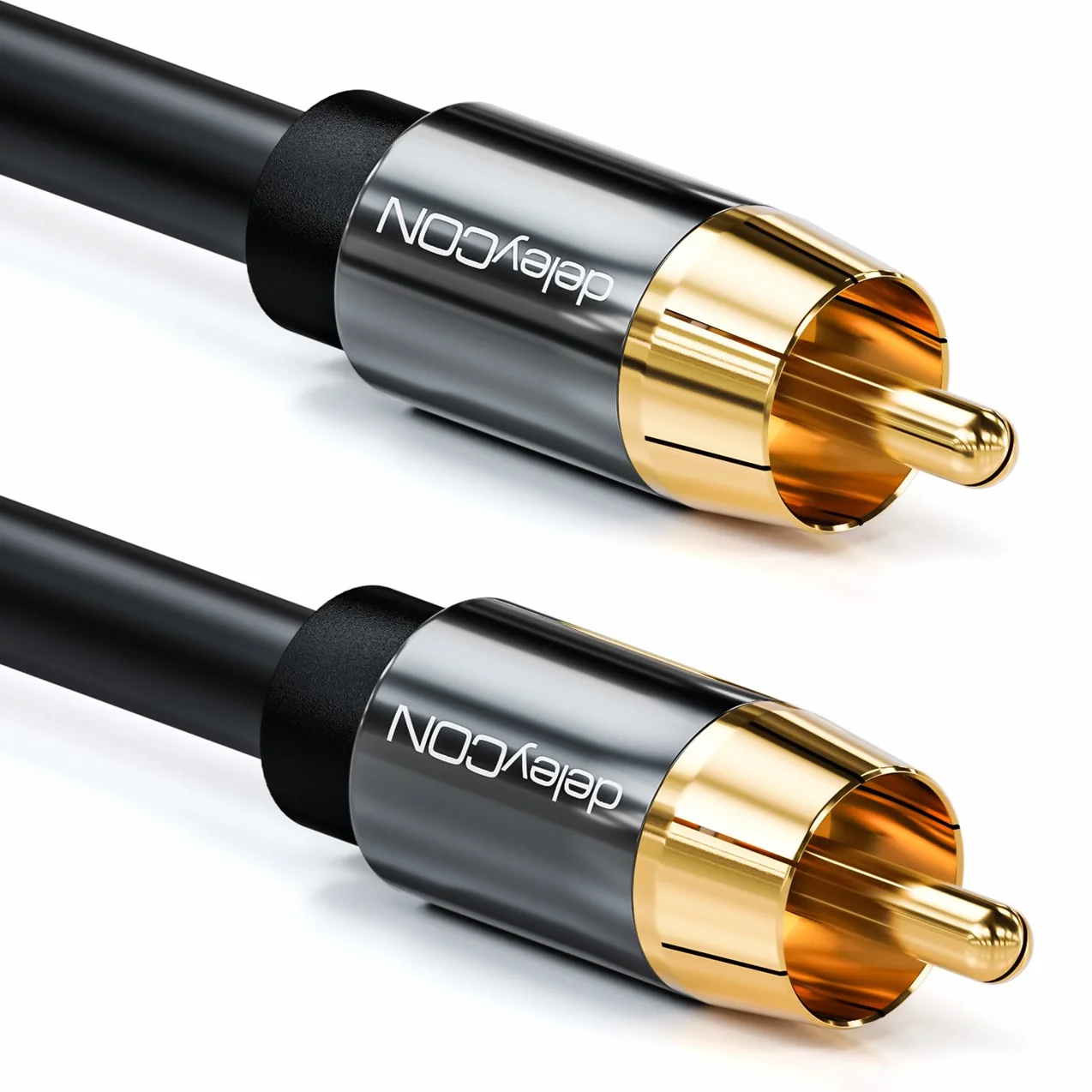 deleyCON 15m Cable Subwoofer - Cinch RCA Coaxial Digital - Conectores Dorados - Línea Audio - Subwoofer Receptor AV Amplificador Cine en Casa