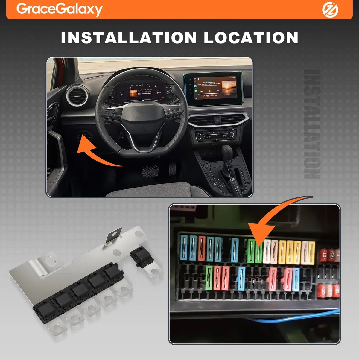 GraceGalaxy Caja de fusibles para circuito de batería para Ibiza 6F 6J Rapid India G0lf 5U Hatchback 60 Sedan/Classic/Notchback/Variant 60 6R0937629