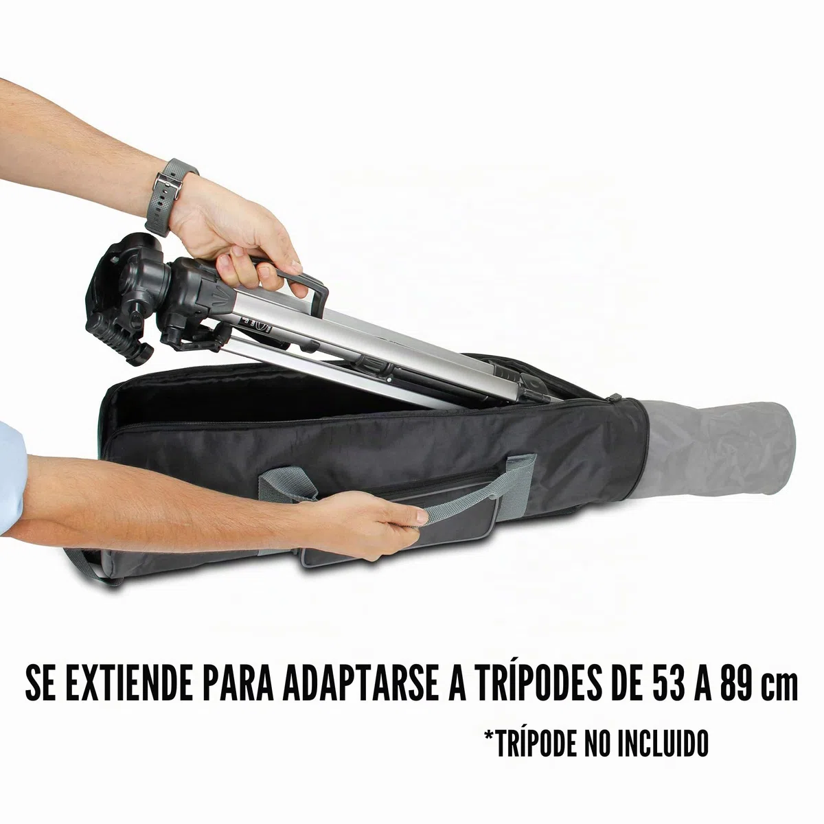 USA GEAR - Funda portátil para Trípode, Expandible, con Bolsillos para Accesorios, 66,04/93,98 x 20,32 x 16,51 cm, Color Gris
