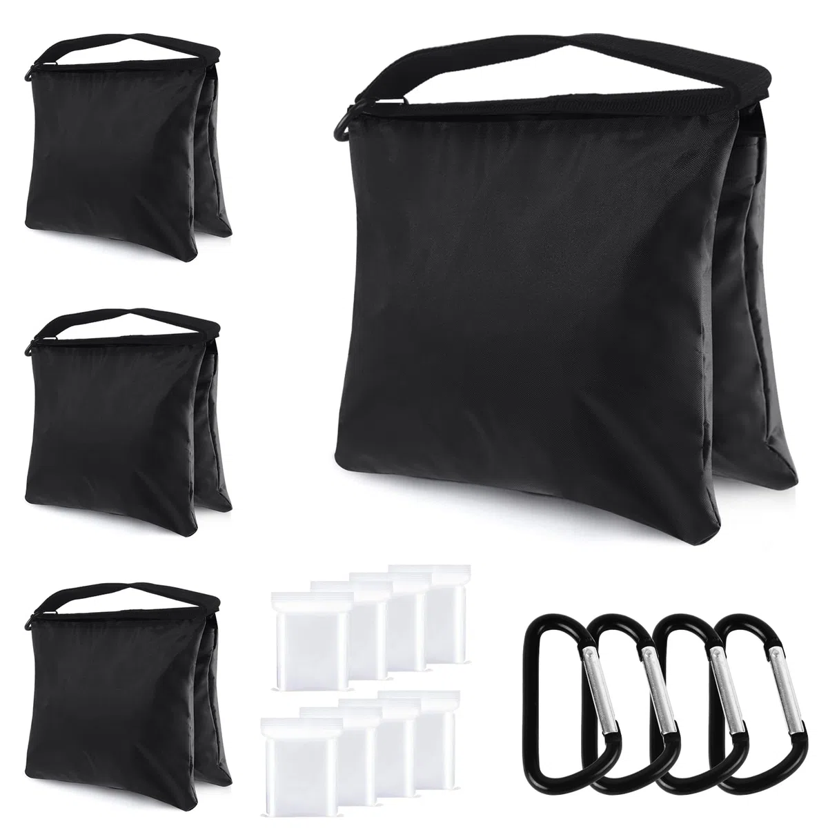 ABCCANOPY 4 Bolsas de Peso de Grado Industrial para Soporte de Estudio fotográfico, cenador, Patio Trasero, Patio al Aire Libre, Deportes, Hamaca, Clips adicionales