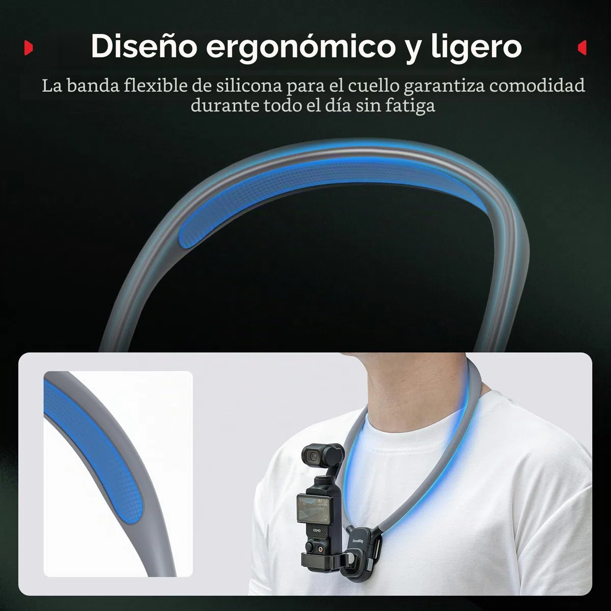 SMALLRIG Soporte Magnético de Cuello con Correa para Pecho, para Video POV Hands-Free para dji Osmo Pocket 4/3/360/Action 4/5, para GoPro Hero 12/11/10/9, para Insta360 X5/X4/X3/Ace Pro - 5567