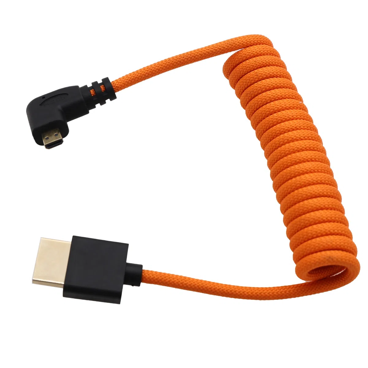 HangTon Cable micro HDMI 4K 8K Ultra HD para cámara Sony A6700 A7C Canon EOS R5 R7 GH4 X-T30II Z50 Cámara ATOMOS Ninja V Portkeys Monitor, tipo A D HDMI2.1 naranja trenzado en espiral 30 cm