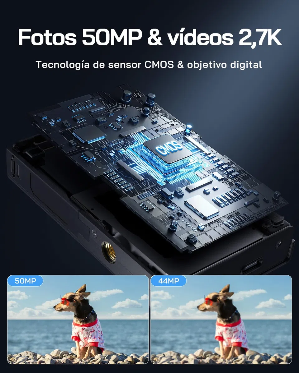 WOLFANG Cámara digital, cámara infantil de 2,7 K para fotografía, cámara compacta de vlogging de 50 MP, cámara de vídeo digital con zoom de 16 X, cámara digital de enfoque automático y disparo, regalo