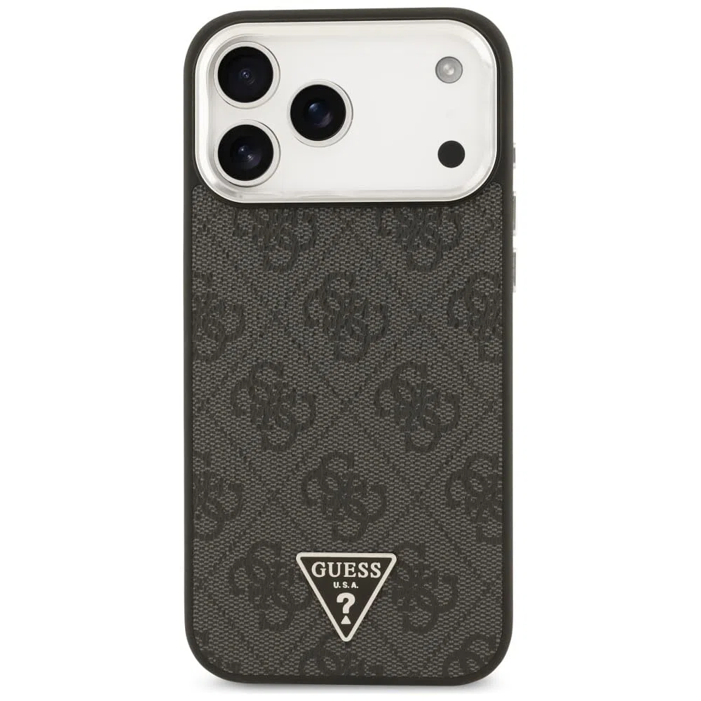 CG MOBILE Guess 4G Triángulo Logo Compatible con MagSafe Funda para iPhone 17 Pro Max (Negro/Plata)
